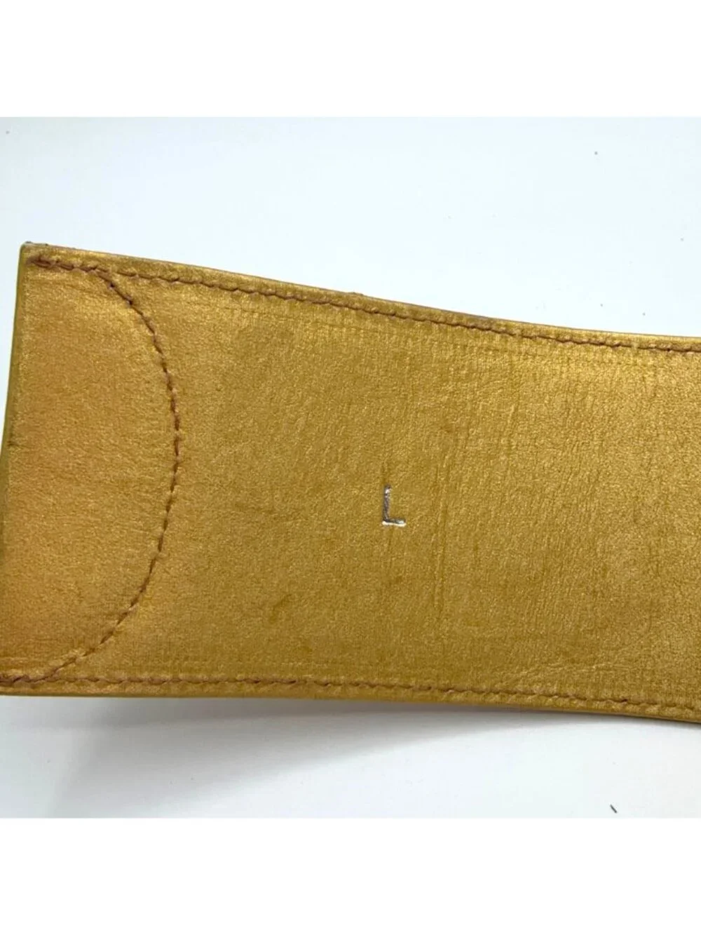 Vintage Paloma Picasso Italy Gold Woven Genuine Leather Wide Belt Size Large